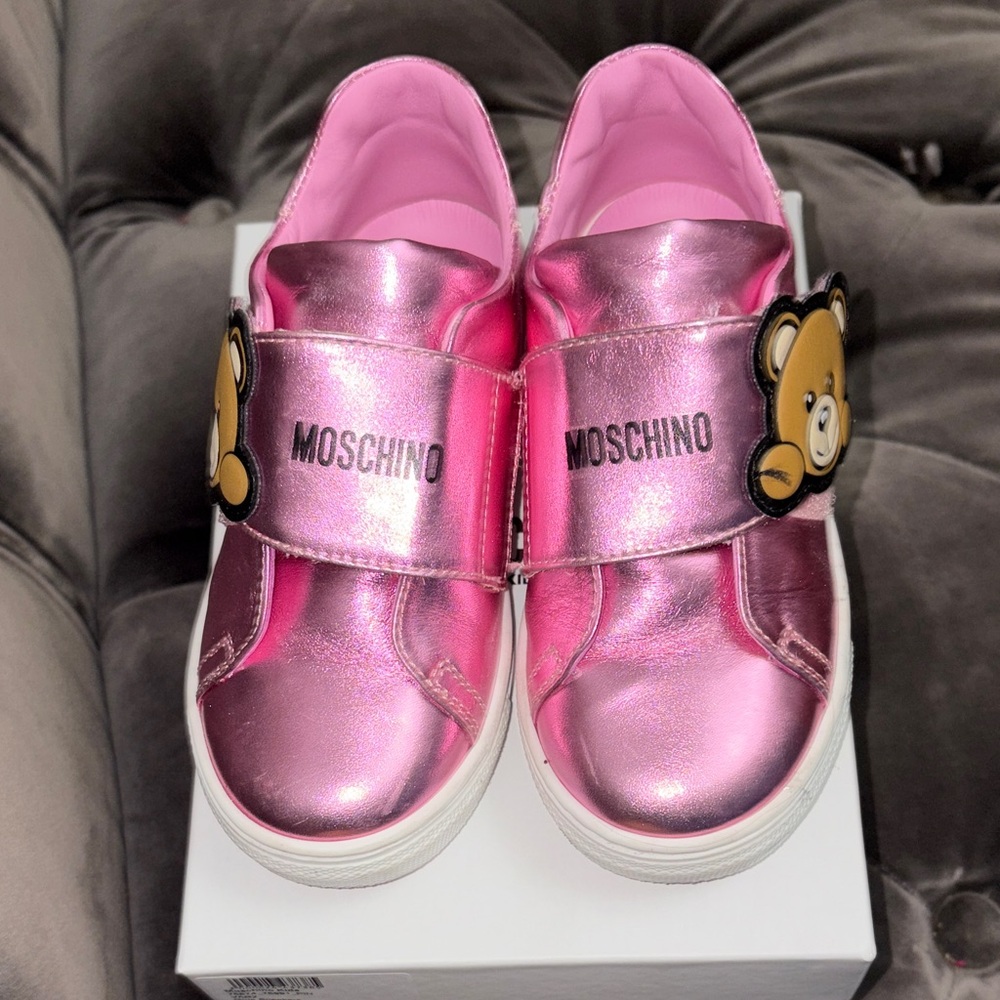 Moschino Kids Shiny Pink Sneakers